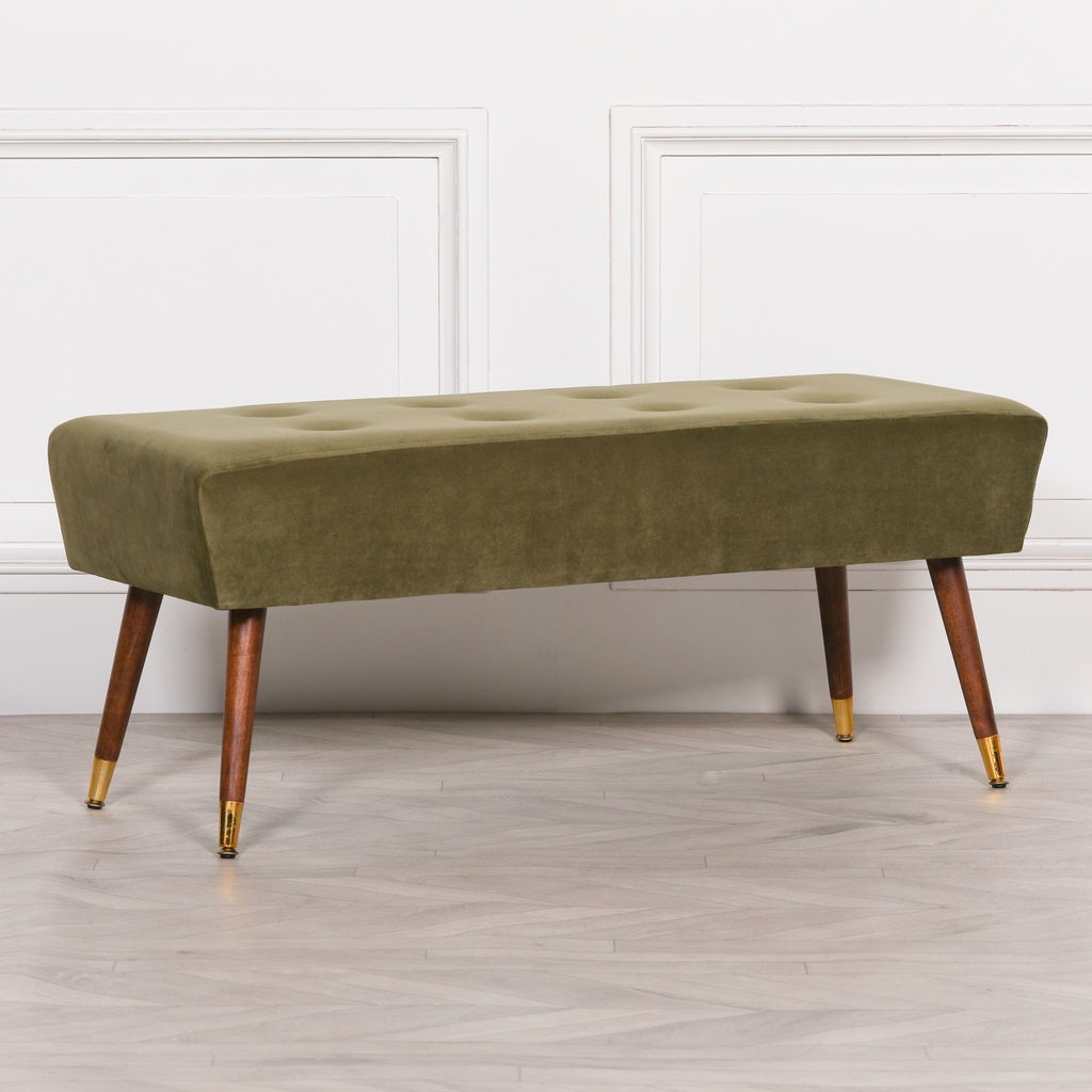 Olive green velvet ottoman footstools uk