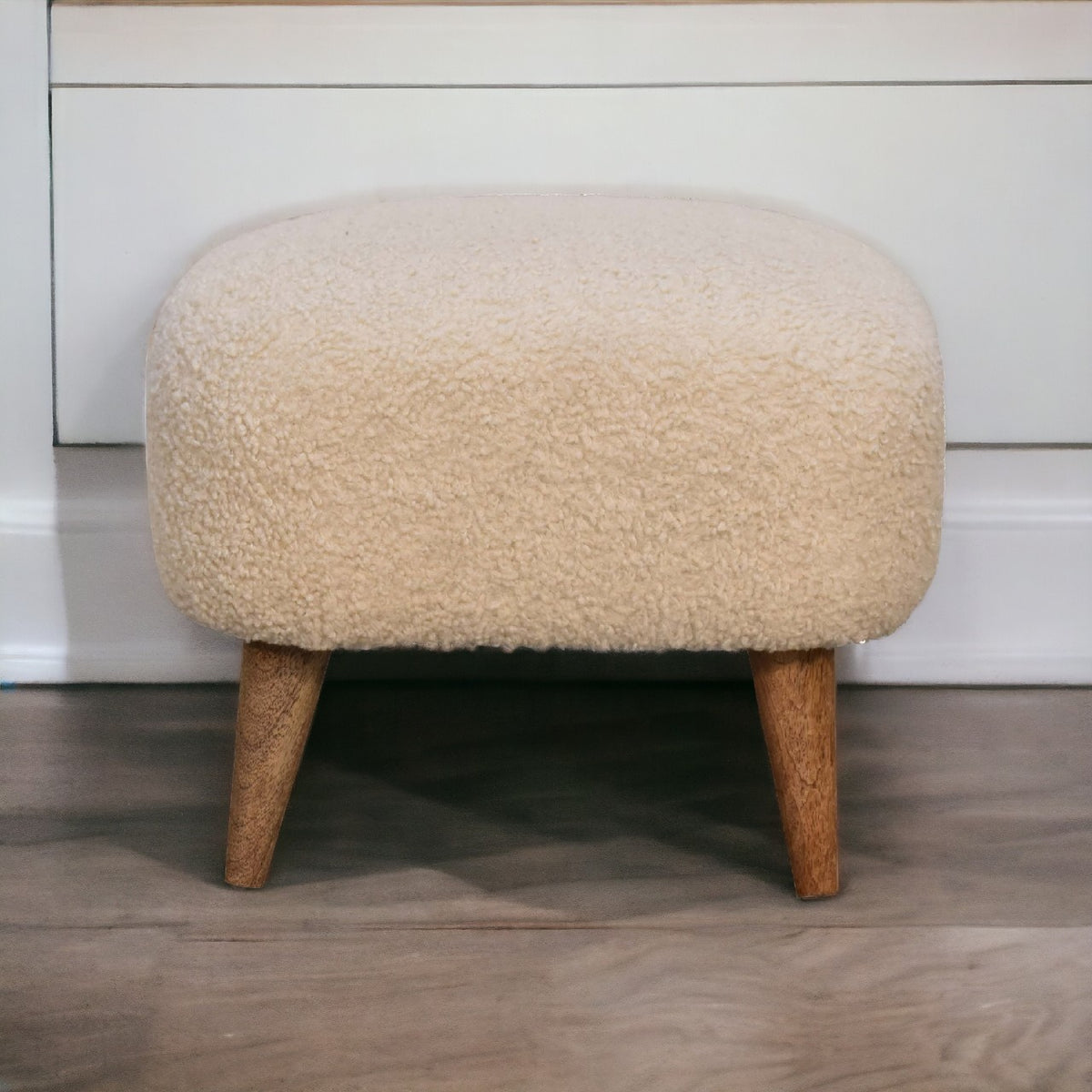 cream boucle footstool pouffe for sale uk