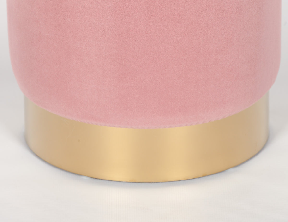 Pink velvet footstool brass base