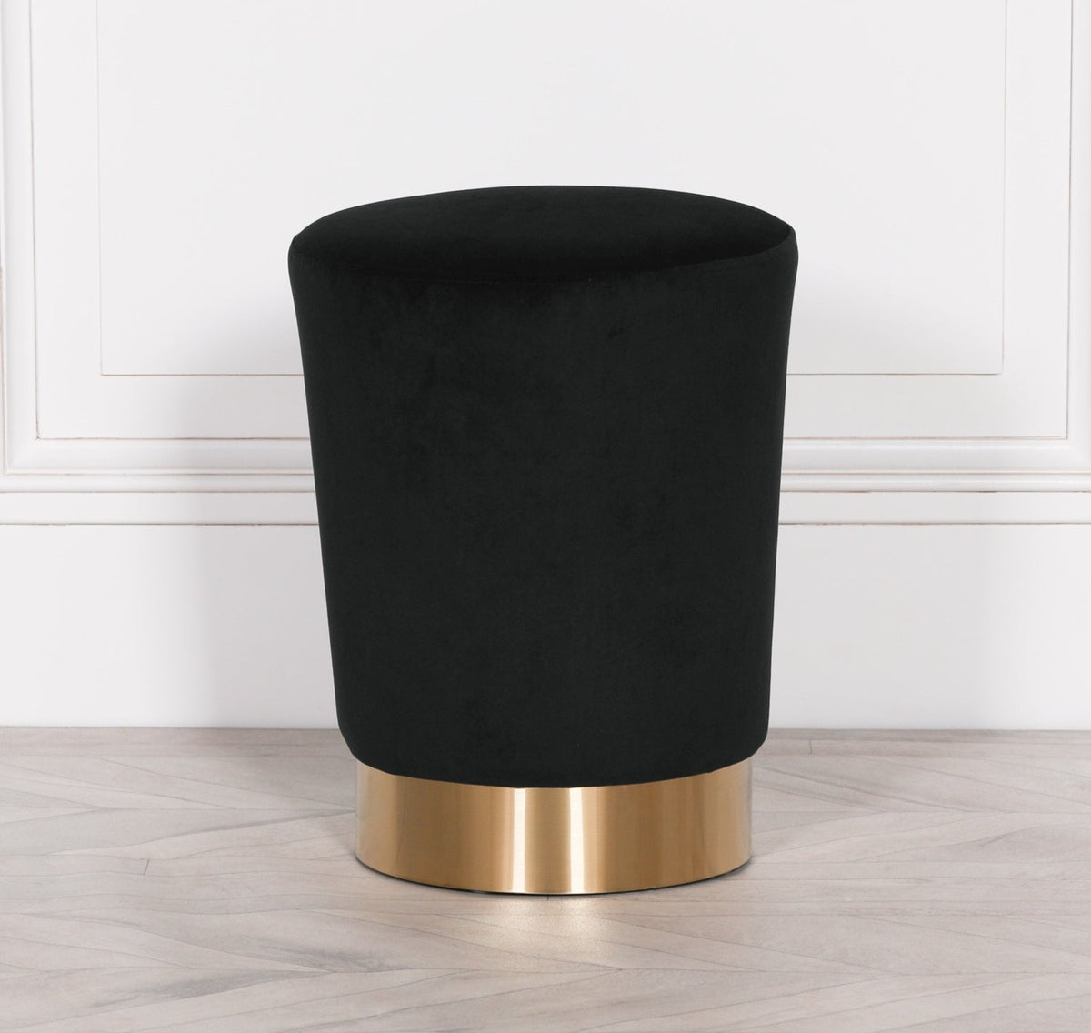 Black and gold pouffe stool