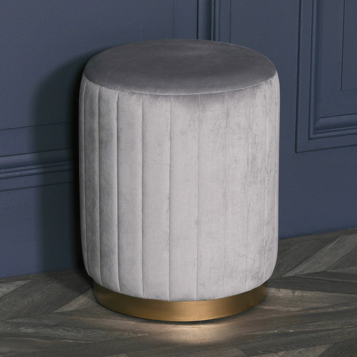 Grey velvet art deco footstool dressing table stool home furniture stores UK dark grey pouffe stool velvet uk