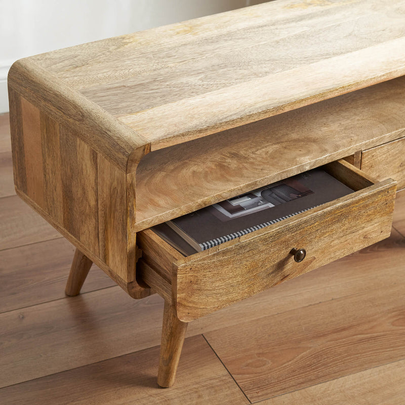 Wooden TV Stand with Drawers 90cm