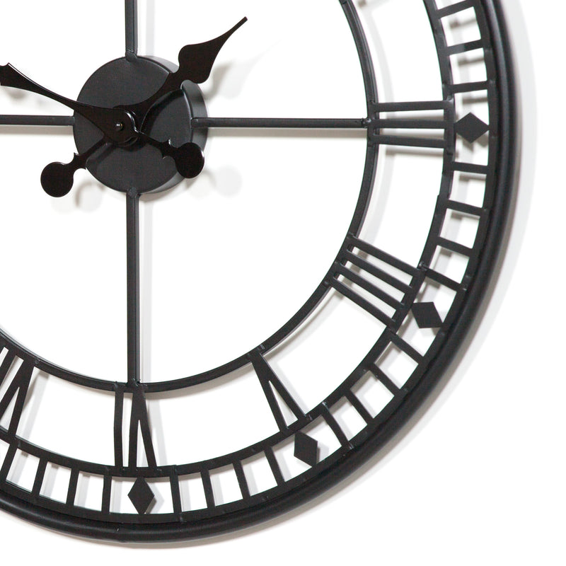 Round black wall clock roman numerals 55cm