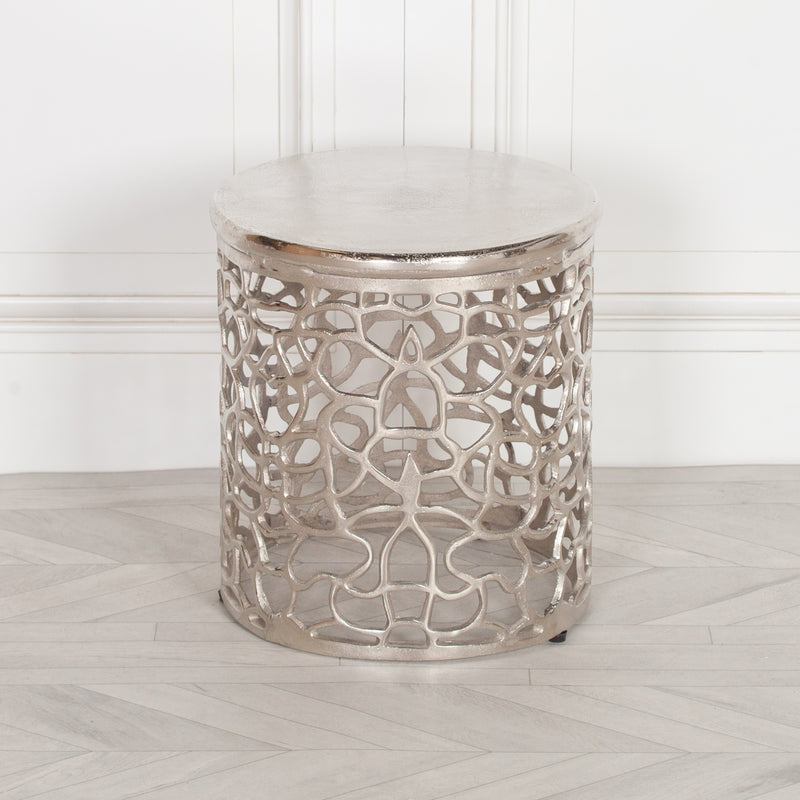 silver side table silver end table silver bedside table
