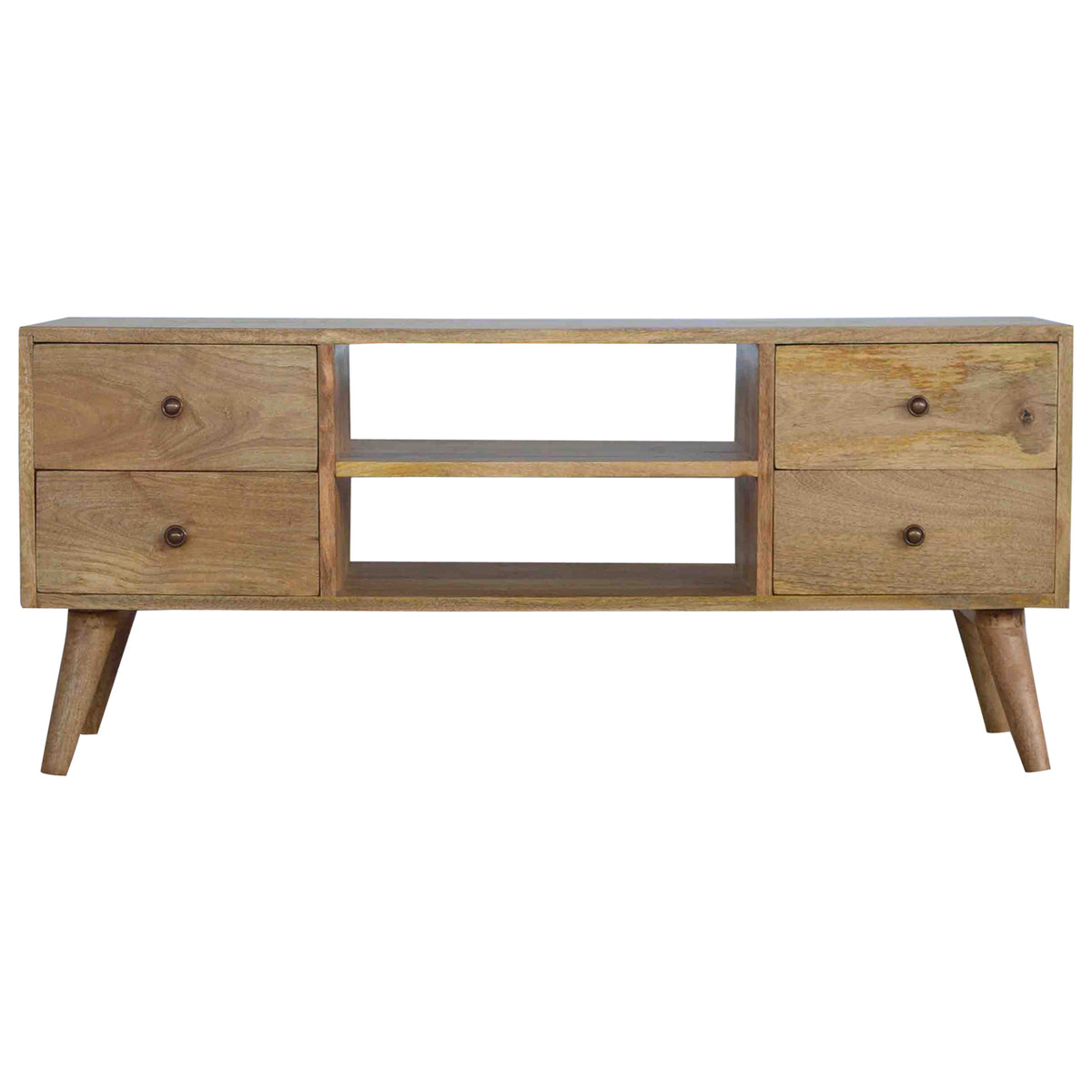 Wide TV stand light wood with drawers long media unit with storage TV stand for 40 inch TV 110cm wide media unit uk