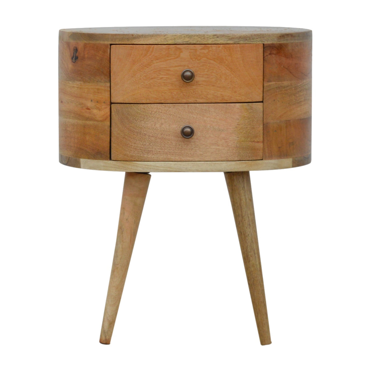 Round wooden bedside table london uk 