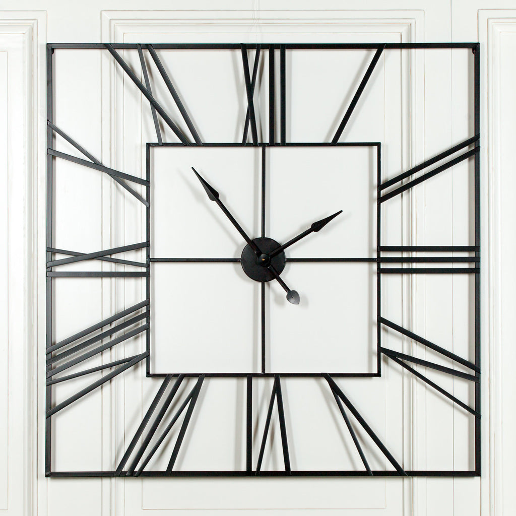 Oversized square black metal clock for wall 100cm extra large black clock uk extra large wall clocks contemporary uk