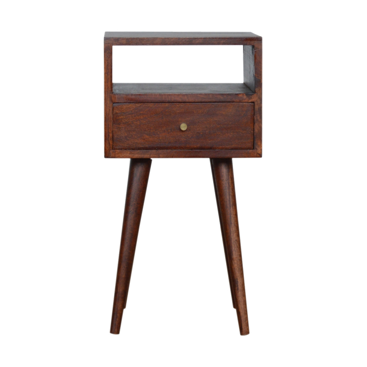 dark wood 30cm wide narrow bedside table for small space uk