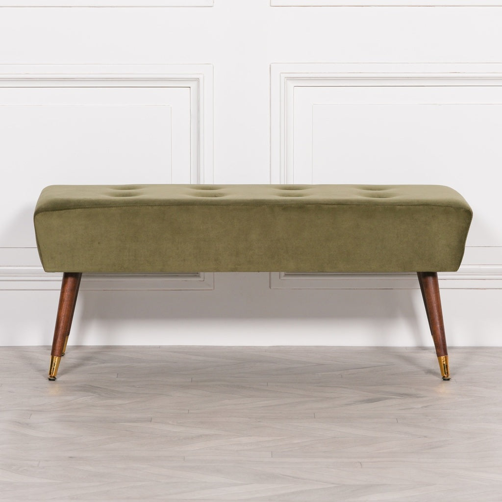 Olive green ottoman footstool modern upholstered bench for sale